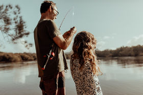 Father and daughter fishing