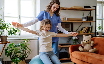 Child learning physical therapy
