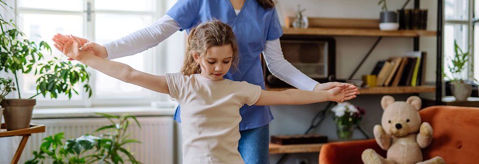 Child learning physical therapy