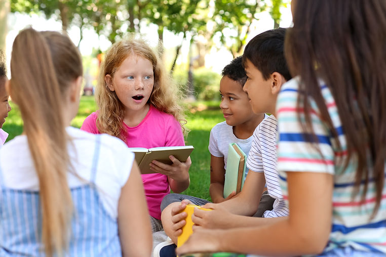 Children Outdoor Reading