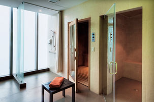 Stool outside shower and sauna