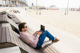 Using Laptop on the Beach