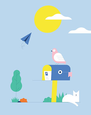 Mailbox and Bird Illustration