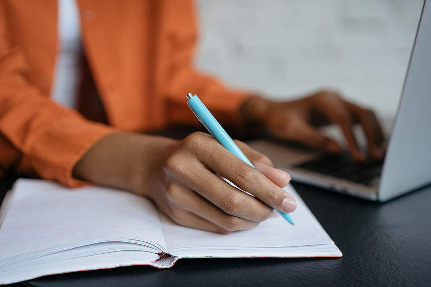 Closeup of pen and notepad