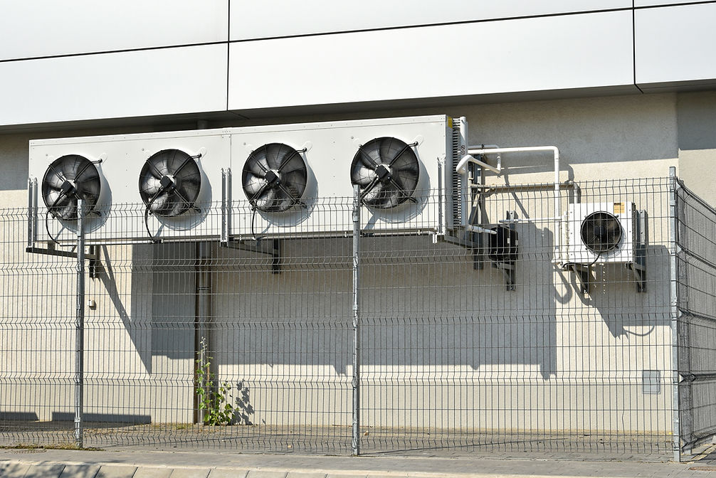 Industrial air conditioners outdoor units installed outside the building