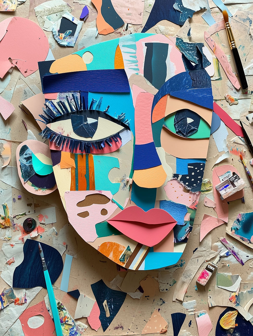 Arte facial colorido abstracto