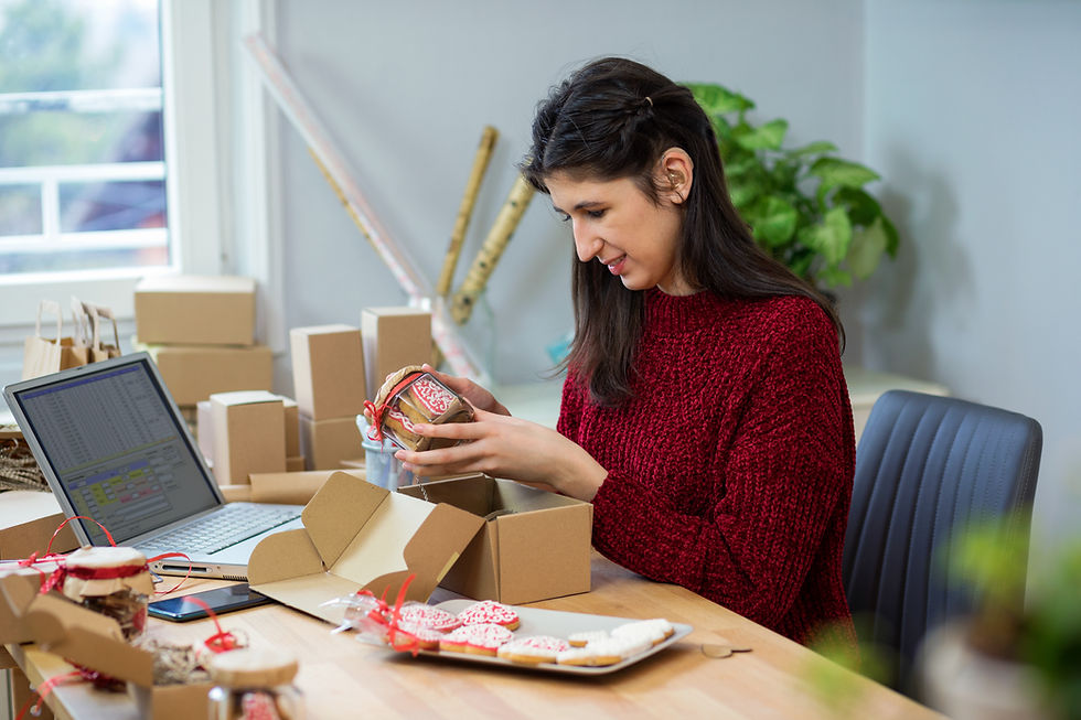 Woman Packing Gifts