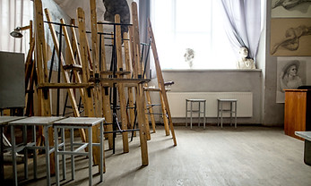 Interieur van een kunststudio