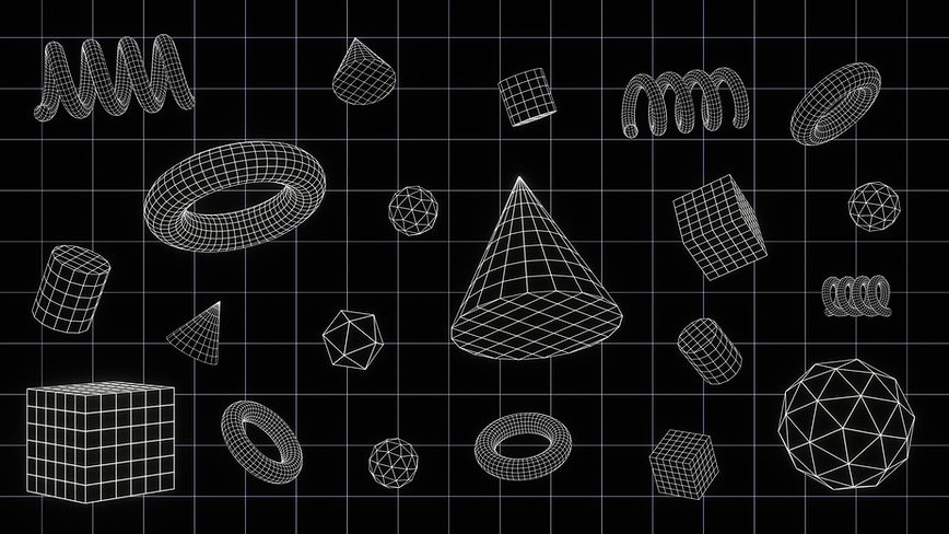 3D Wireframe Geometric Shapes
