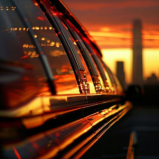 Car Reflecting Sunset