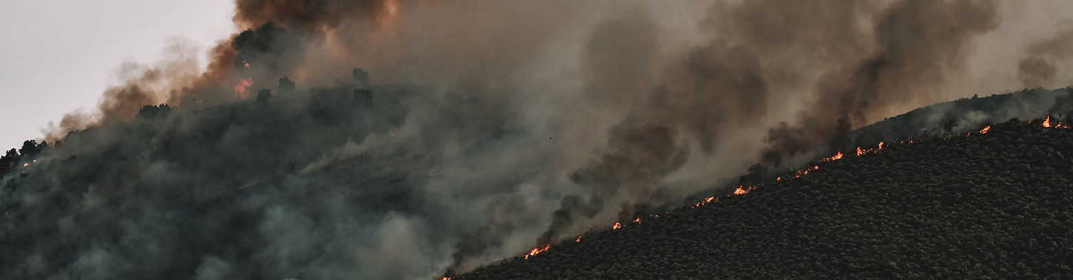 Smoke from a forest fire over a rural Washington landscape