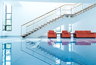 shiny flooring in a commercial building