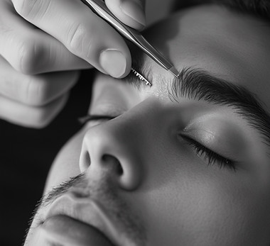 Close-up do design de sobrancelhas