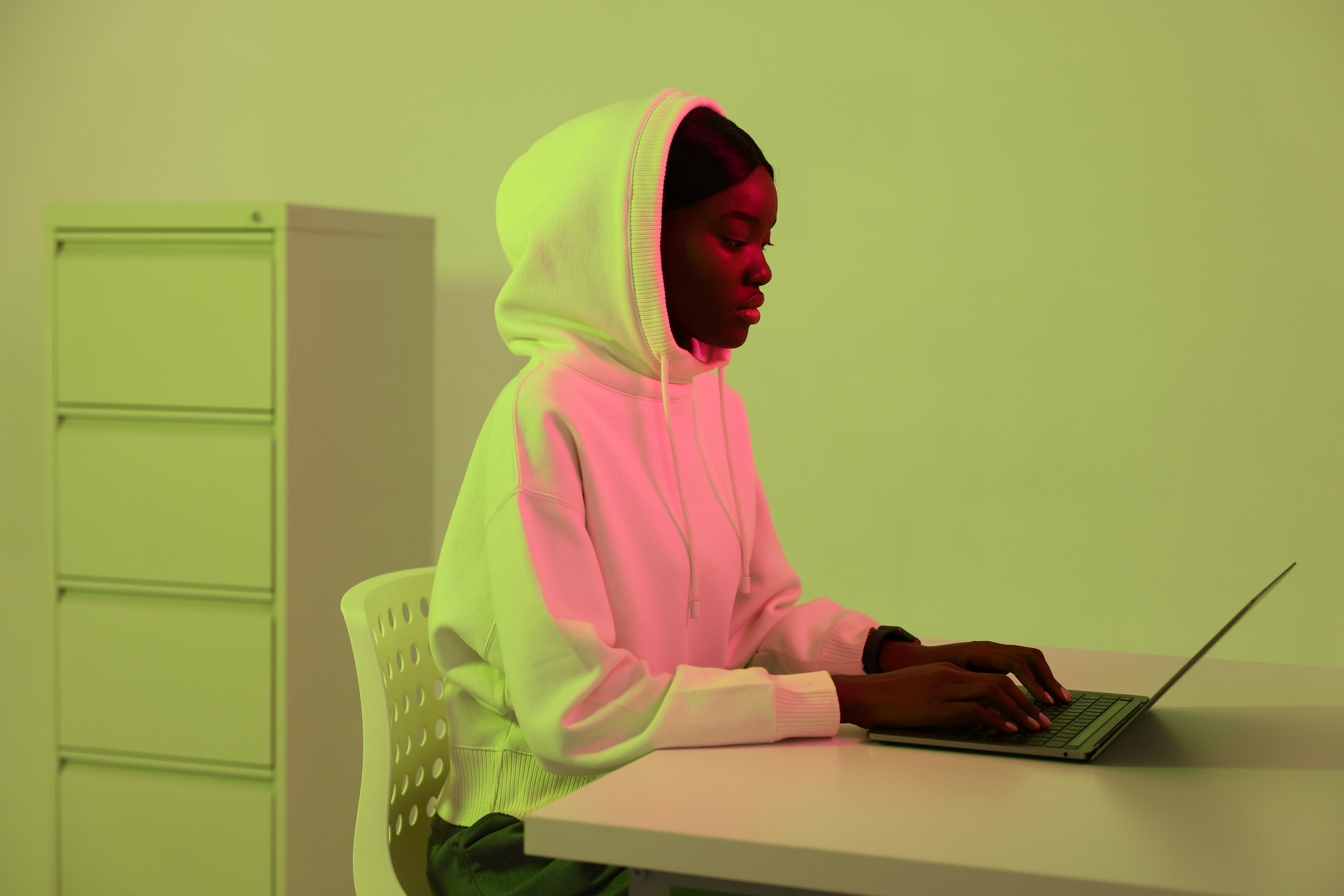 woman using laptop
