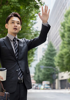 Man Hailing a Cab