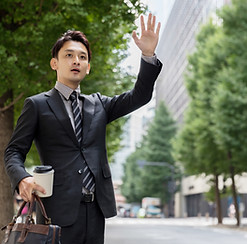 Man Hailing a Cab