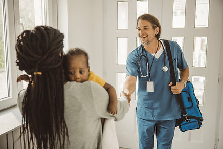 Doctor greets mother