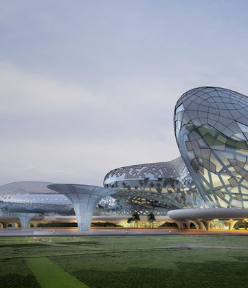 Modern glass building architectural design