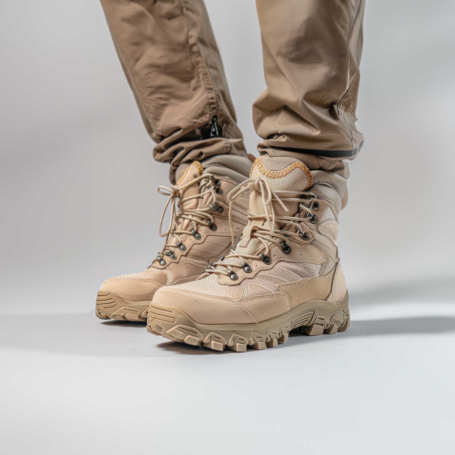 Beige Hiking Boots