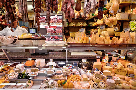 Delicatessen with a variety of cheeses and meats