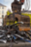 Scrap metal waste of iron and aluminum for recycling at a site