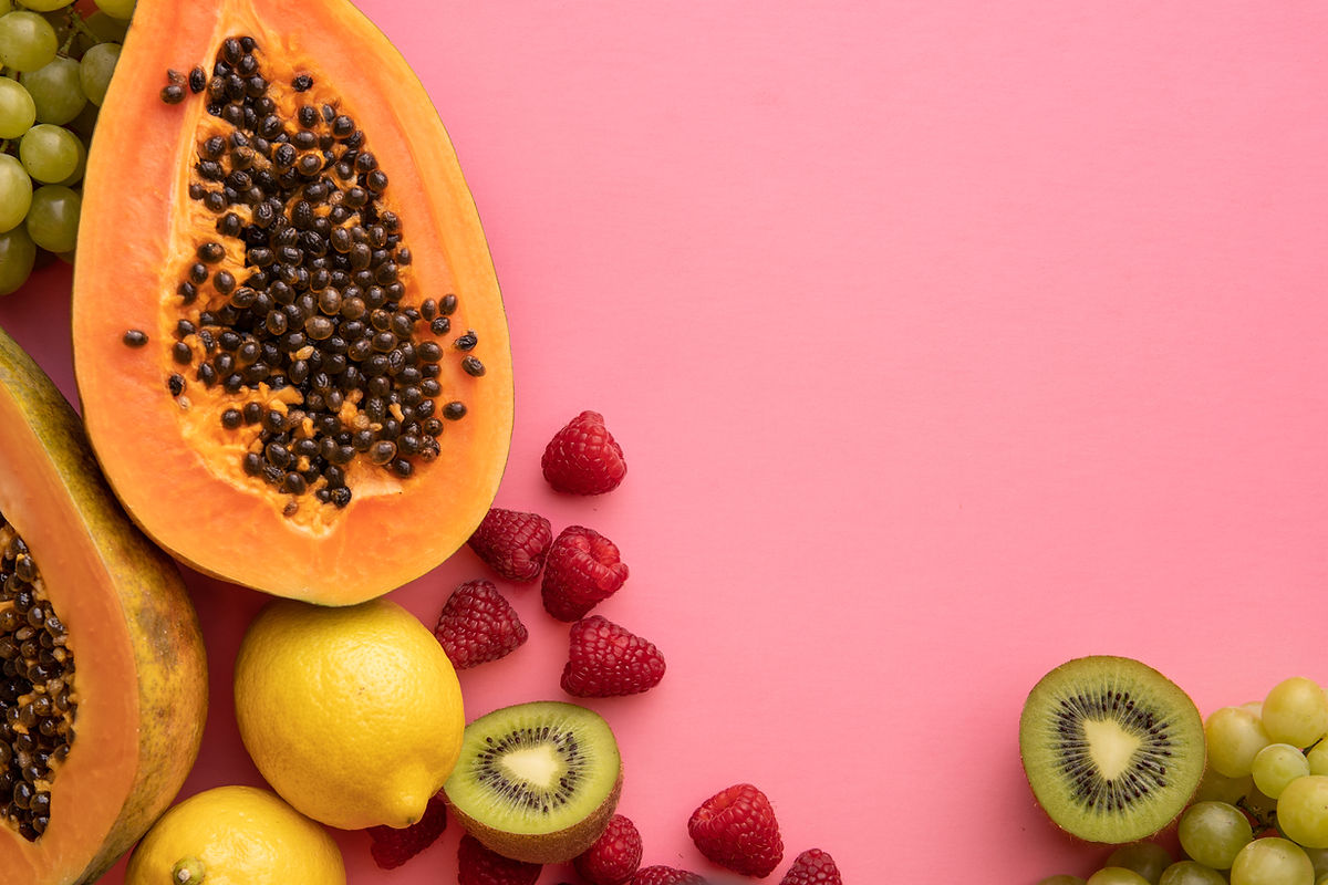 Tropical Fruits on a pink background