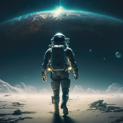 Astronaute sur une planète extraterrestre