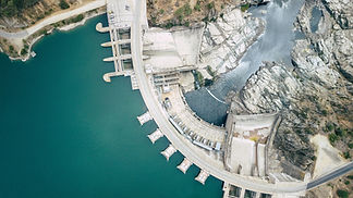 Hydroelectric Power Plant. 3D model of high-performance aircraft. 3D aerial model of construction site