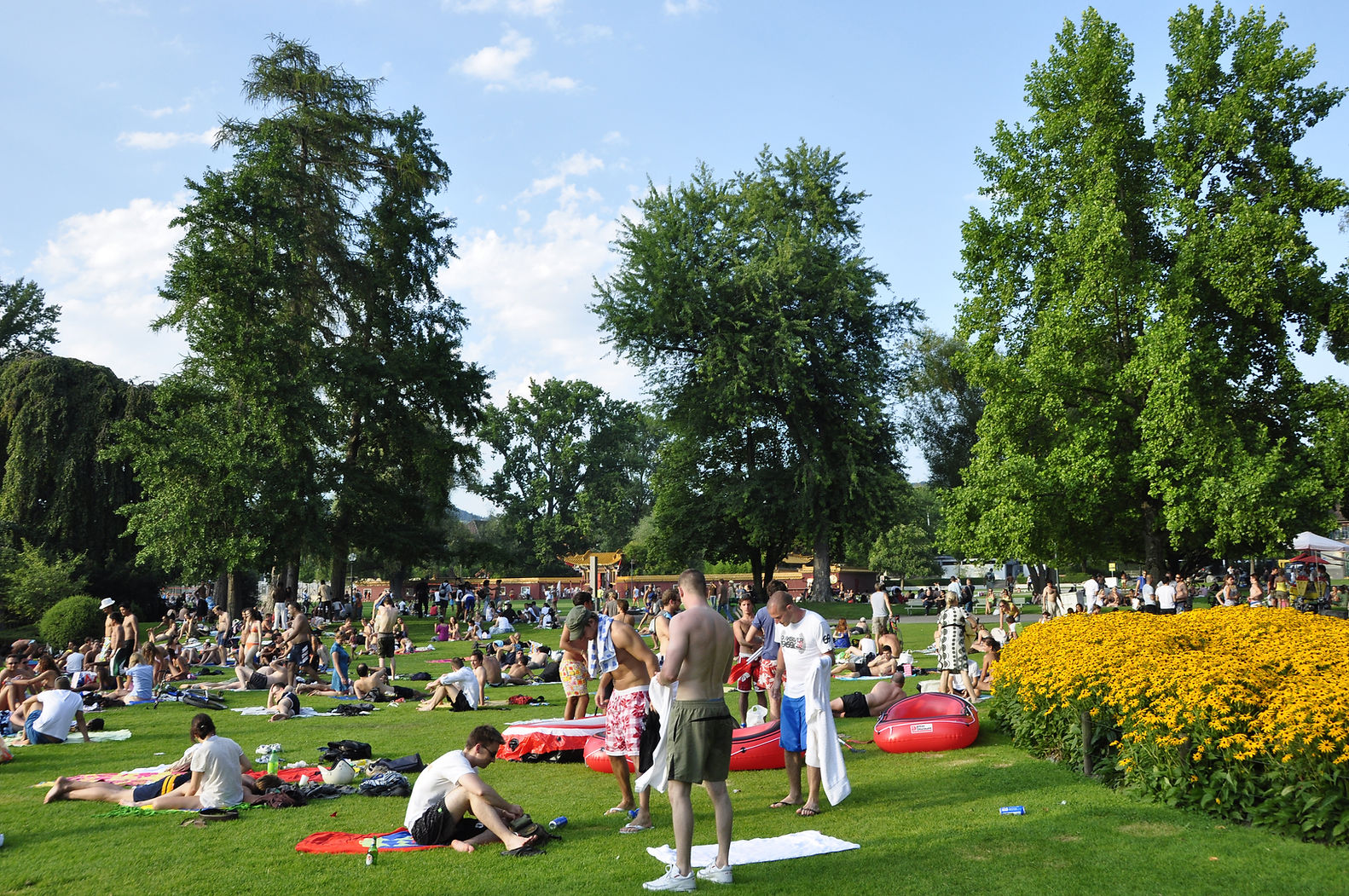A park with people