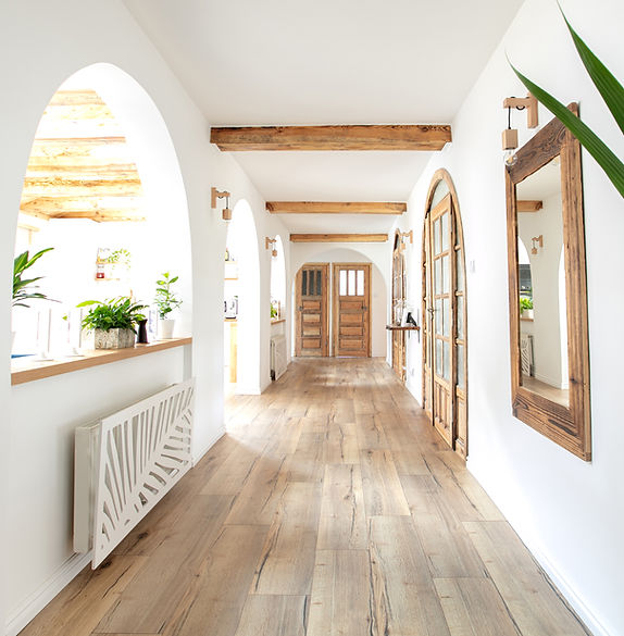 Bright Wooden Hallway