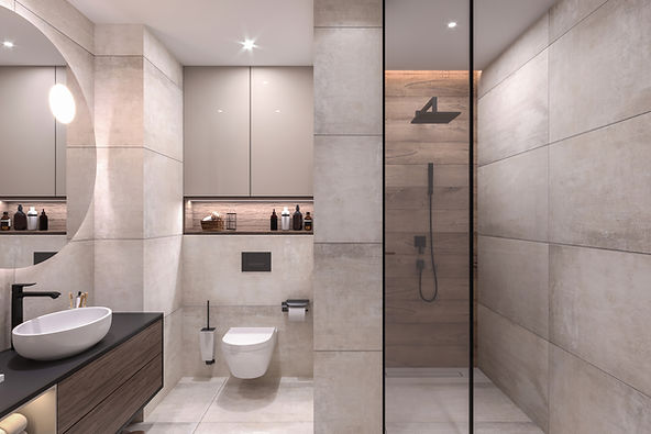 Luxurious bathroom interior render