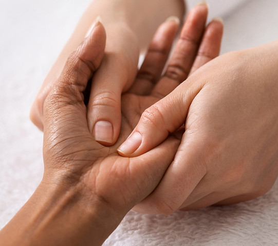Hands in supportive gesture