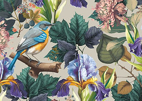 Vogel- und Blumenmuster