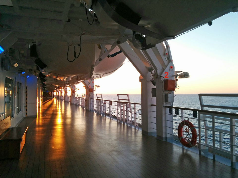 Deck Of Cruise Ship During Sunset