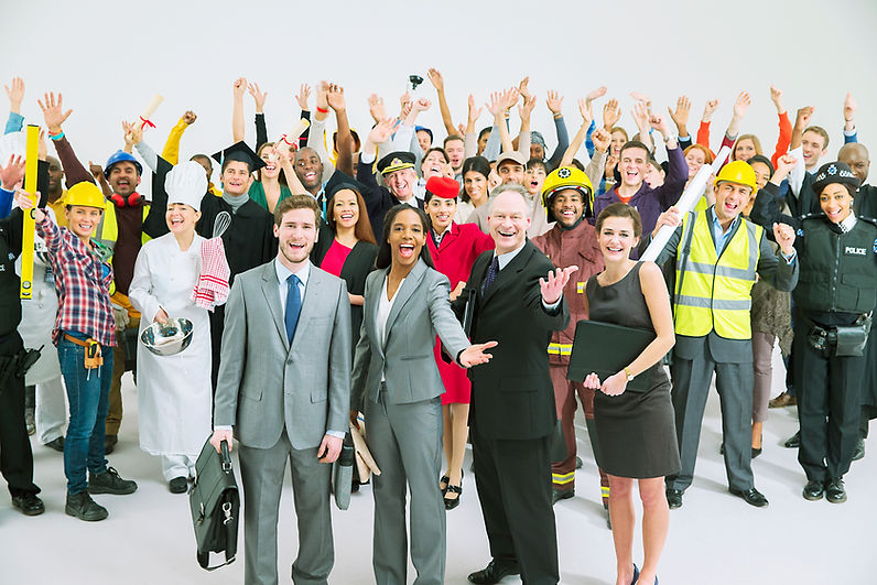 Portrait of enthusiastic workforce