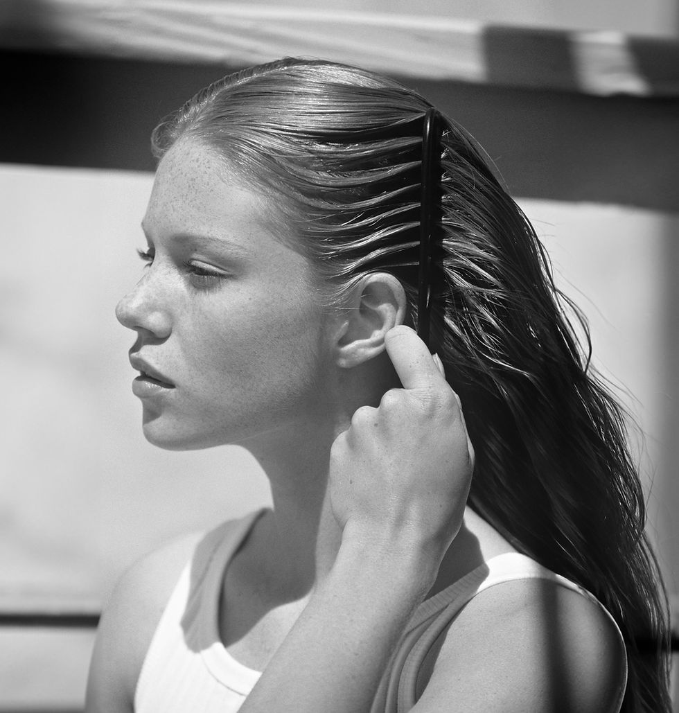 Hair Combing Close-Up