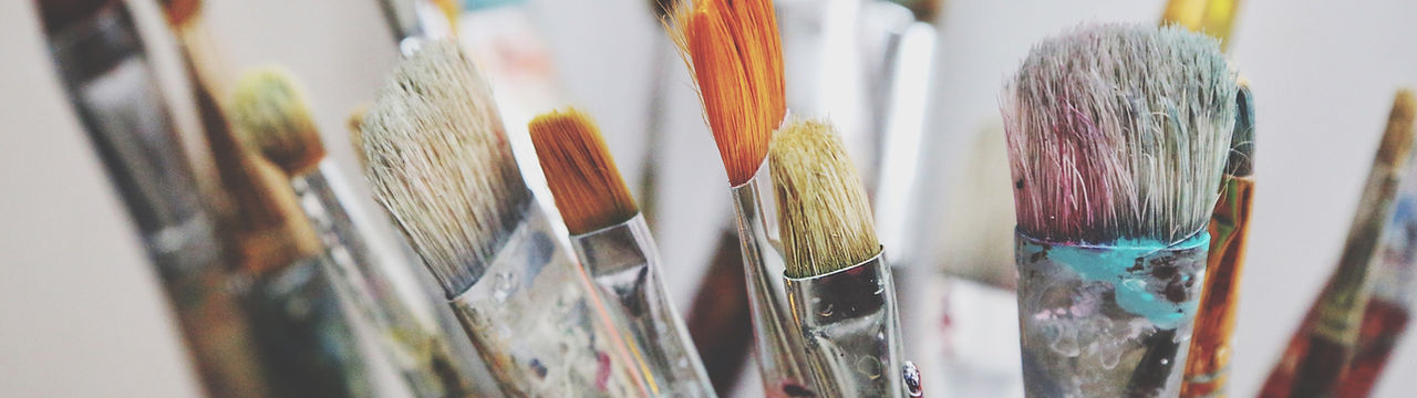 Art Brushes Stained with Paint