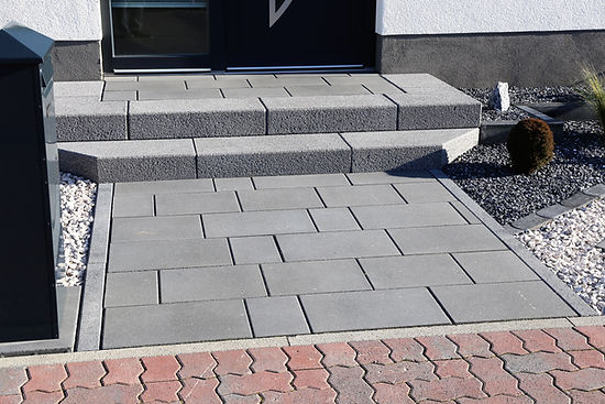Modern paved entry area of a residential home