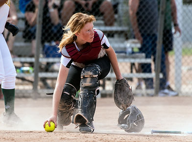 Softball Catcher in Action