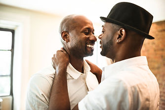 Smiling couple embracing