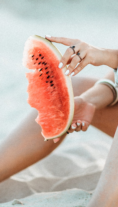 Strandvattenmelon-ögonblick