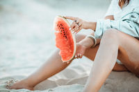 Eating Watermelon on the Beach