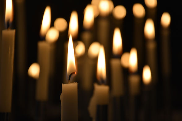 Candle flames in a church