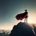 Superhero On Mountain