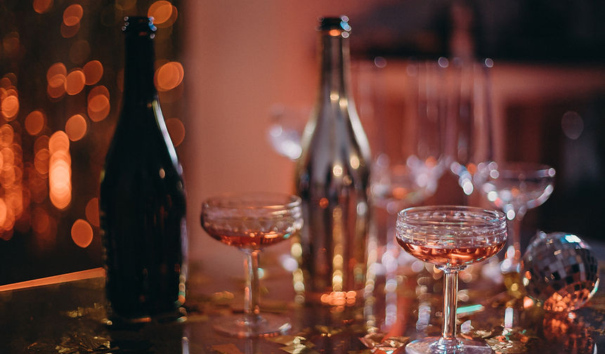 wine and wine glasses for a special events