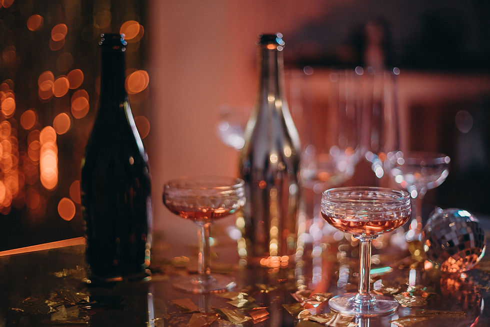 Champagne bottles and glasses at a party to be chauffeur driven