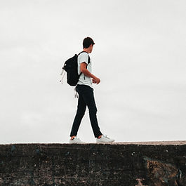 Teen boy on wall
