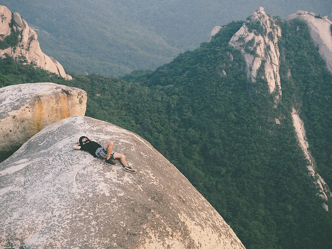 Man travelling mountains and forests