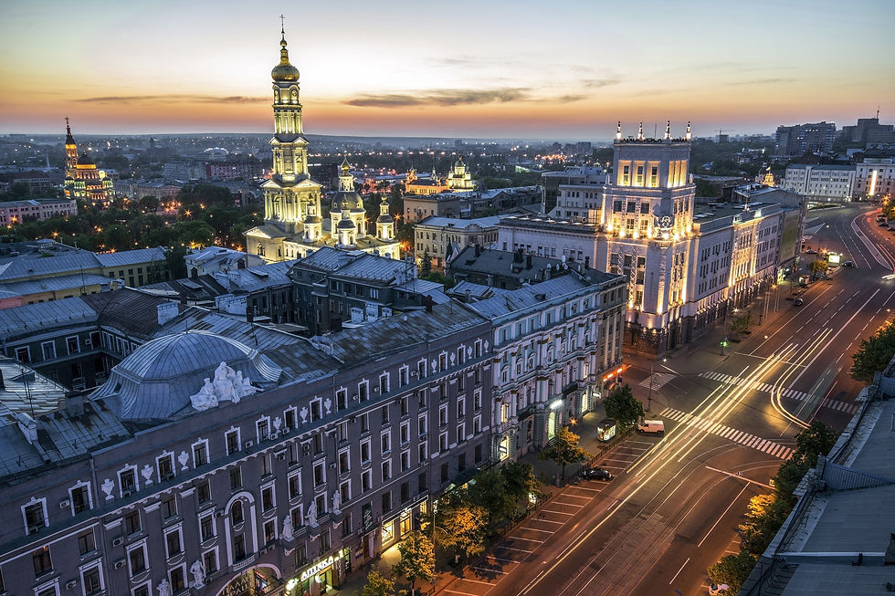 Illuminated Street in Kharkiv