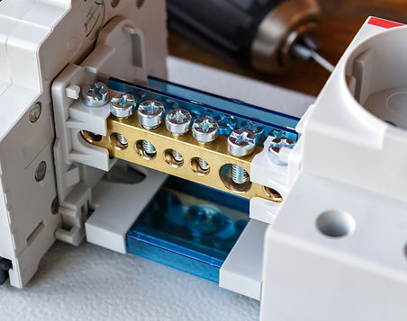 Electric socket, wire terminal block and circuit breaker on the mounting plate